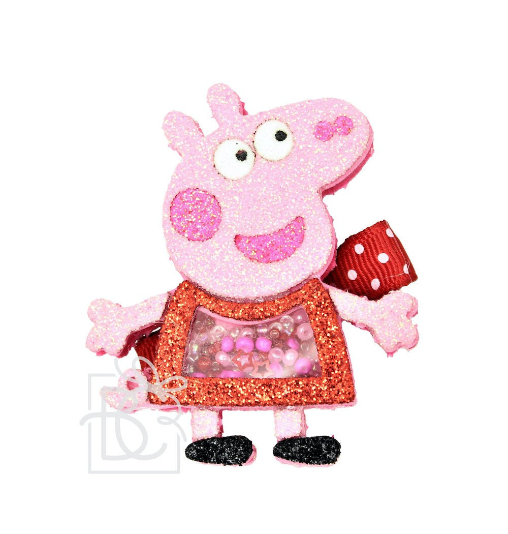 Beyond Creations Girls Shaker Hair Clip - Pink Peppa Piggie PIg