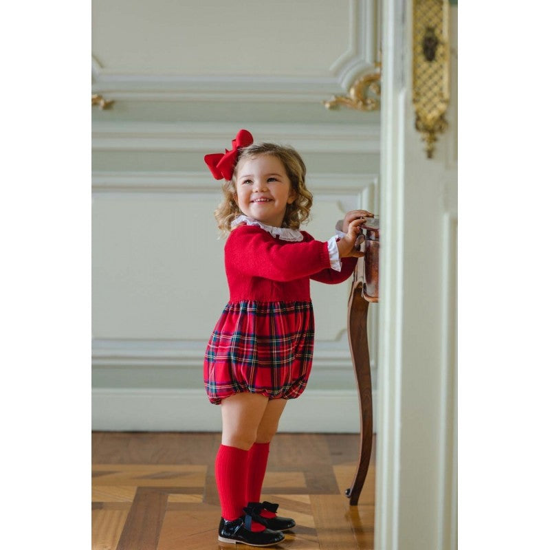 Sal & Pimenta Girls Bubble - Red Christmas Tartan Holiday Plaid
