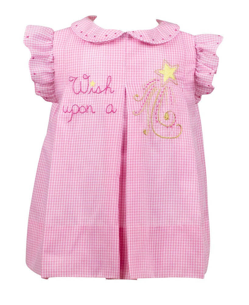 Proper Peony Girls Dress - Pink Gingham - Wish Upon a Star - Flutter Sleeves