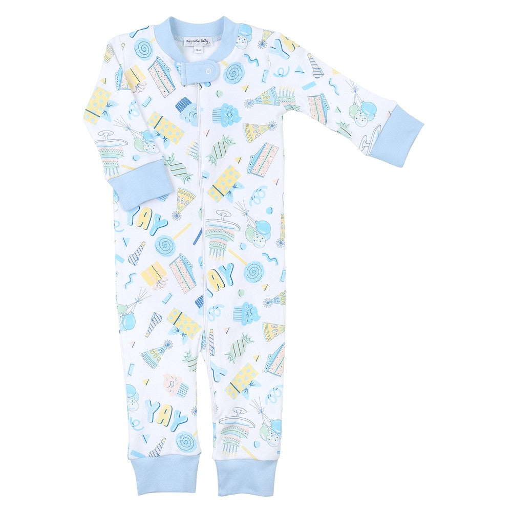Magnolia Baby Birthday Bash Zipped Pajamas - Blue by Magnolia Baby