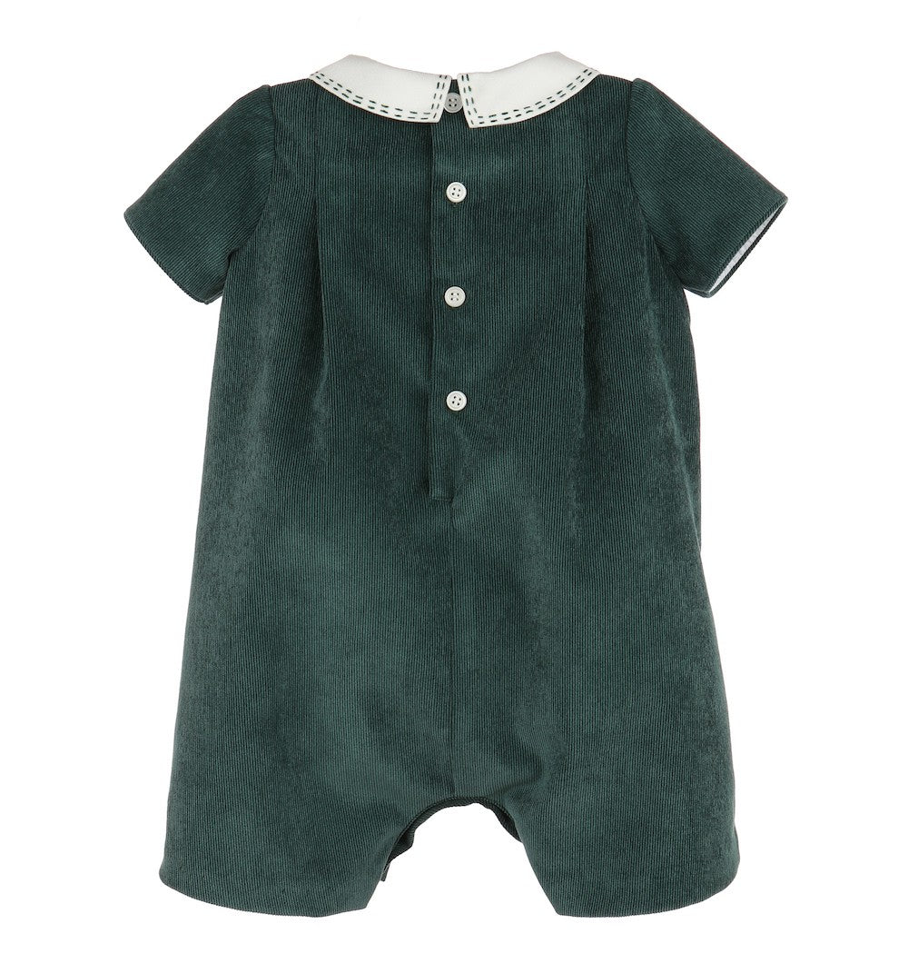 Luli & Me Baby Boys Corduroy Romper - Rich Green by Luli & Me