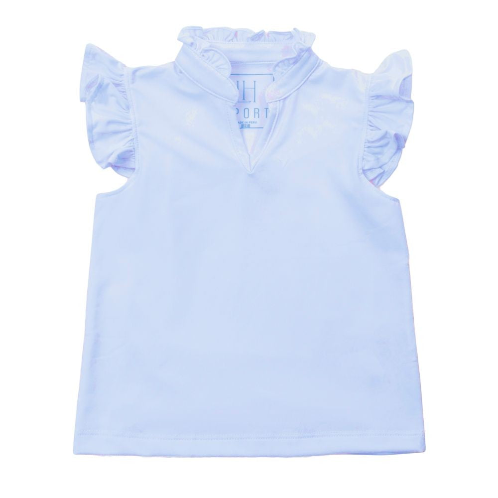 Lila & Hayes Sport Girls Ellie Sleeveless Ruffled Performance Top - Light Blue by Lila & Hayes
