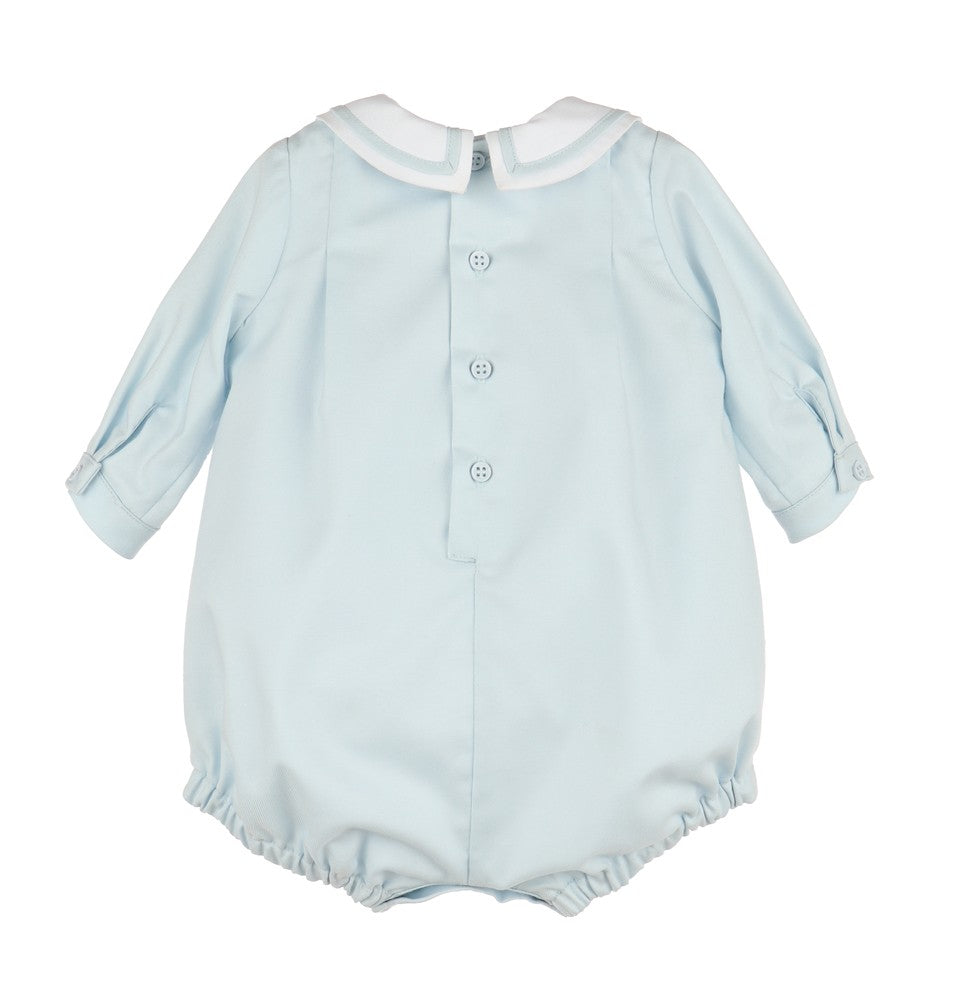 Luli & Me Baby Boys Classic Smocked Bubble - Long Sleeves - Blue