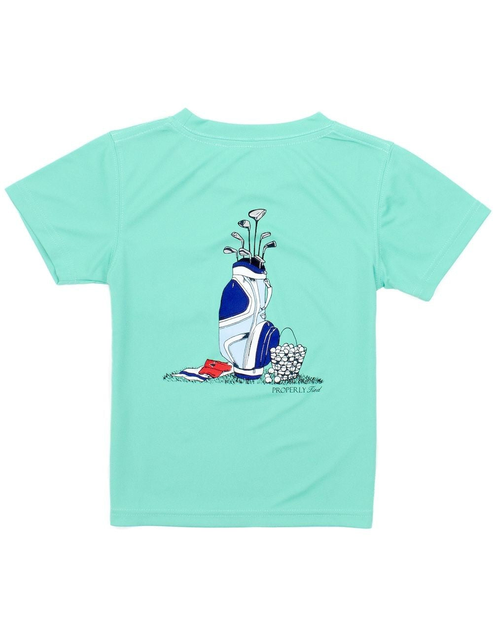 Properly Tied Boys Performance Tee Shirt - Golf Clubs on Soft Green by Properly Tied