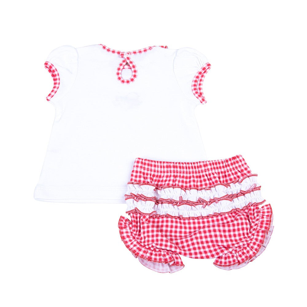 Magnolia Baby Girls Red Check Down on the Farm Ruffle Bloomers Set