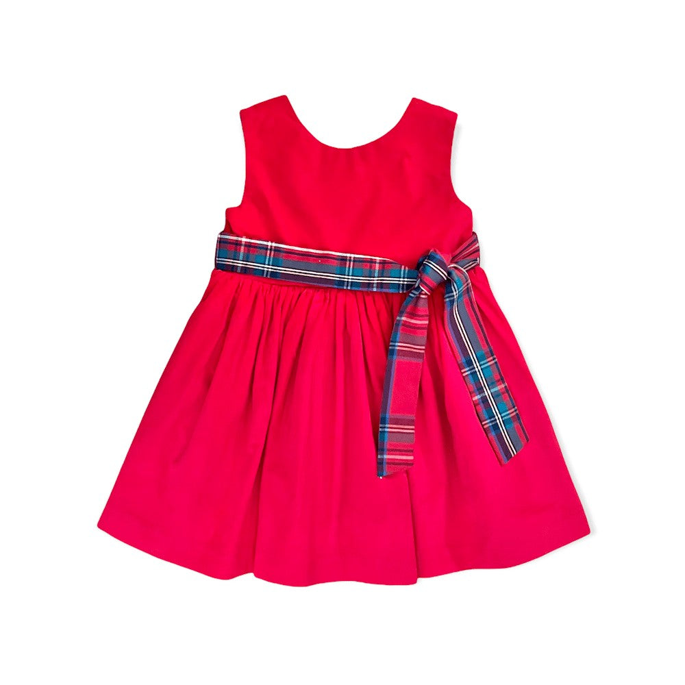 Brown Bowen & Co. Girls Anna Twirl Dress - Rutlege Red with Plaid Sash