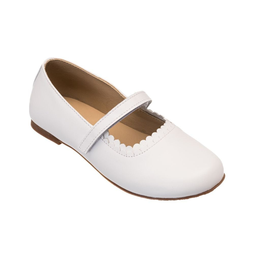 Elephantitio Girls Shoes - Aria Scallop Dress Flats - White by Elephantito
