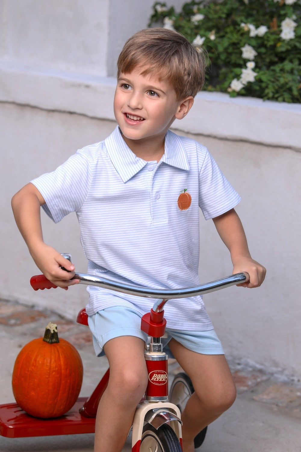 Trotter Street Kids Boys Shirt - Blue Pumpkin Patch Polo