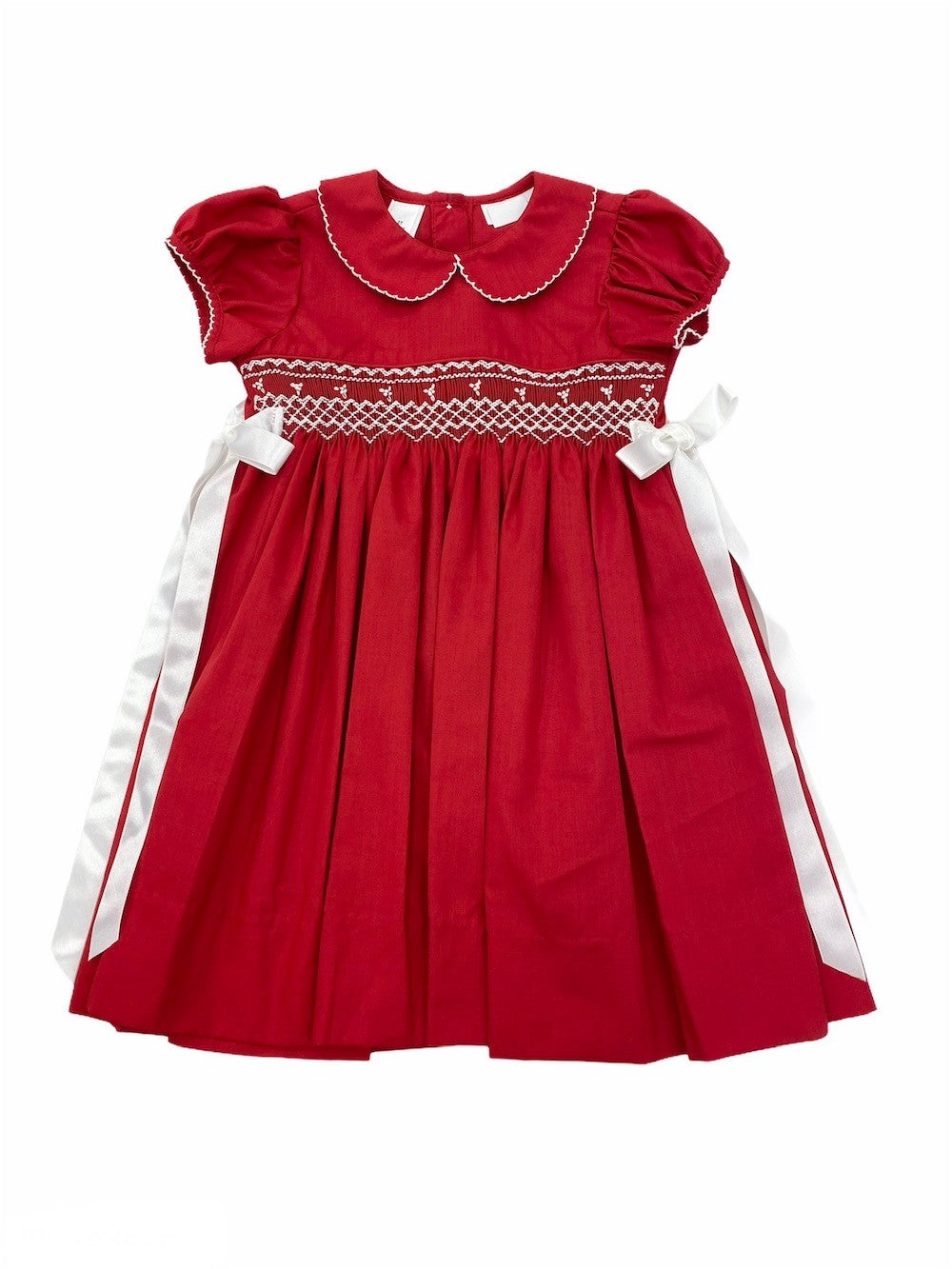 The Best Dressed Child Girls Red Smocked Dress with Side Bows - 12M The Best Dressed Child Girls Red Smocked Dress with Side Bows - 12M