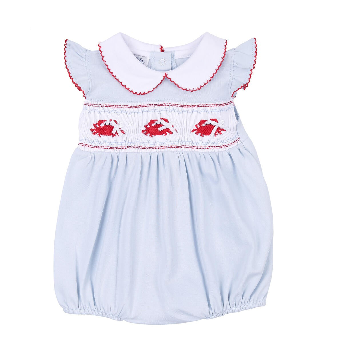 Magnolia Baby Girls Blue Crab Classics Smocked Bubble