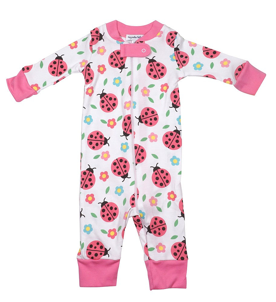 Magnolia Baby Girls Hot Pink Ladybug Hugs Zipped Pajamas