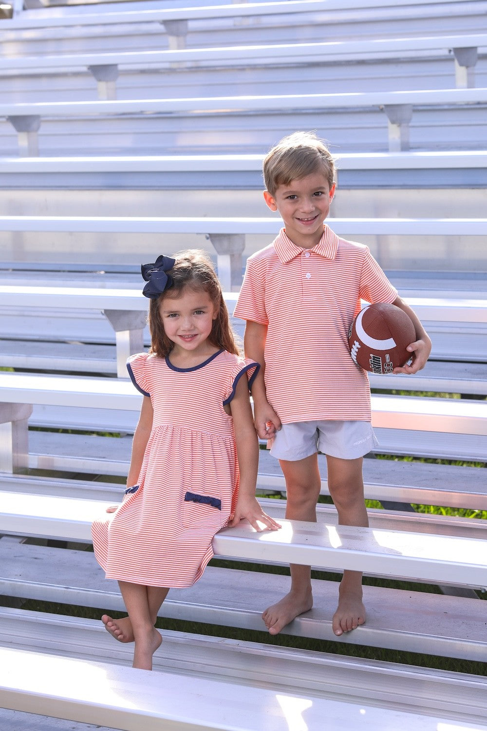 Trotter Street Kids Boys Henry Game Day Polo Shirt - Orange Stripes - Clemson by Trotter Street Kids