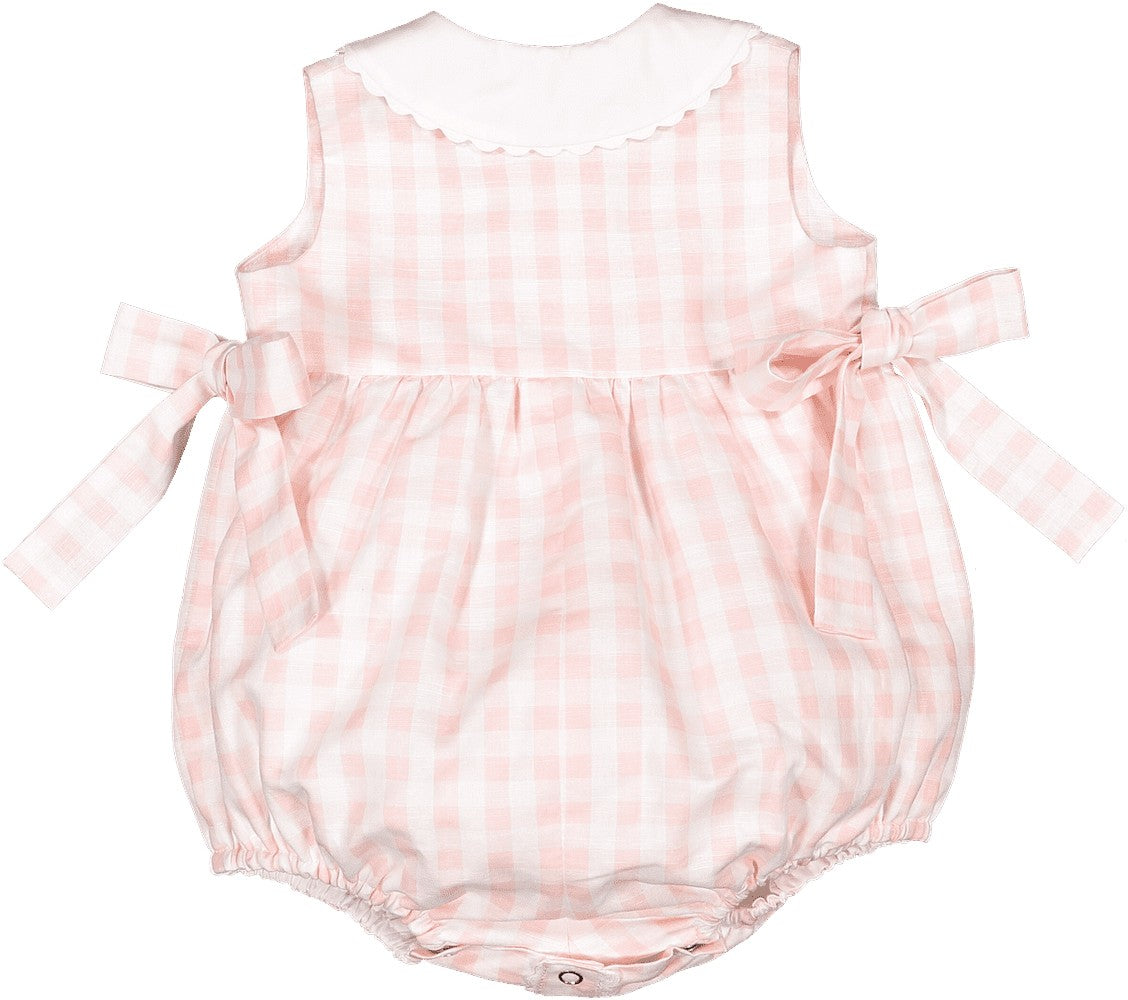 Sal & Pimenta Girls Bubble - Pink Gingham Easter Bunny with Side Bows by Sal & Pimenta