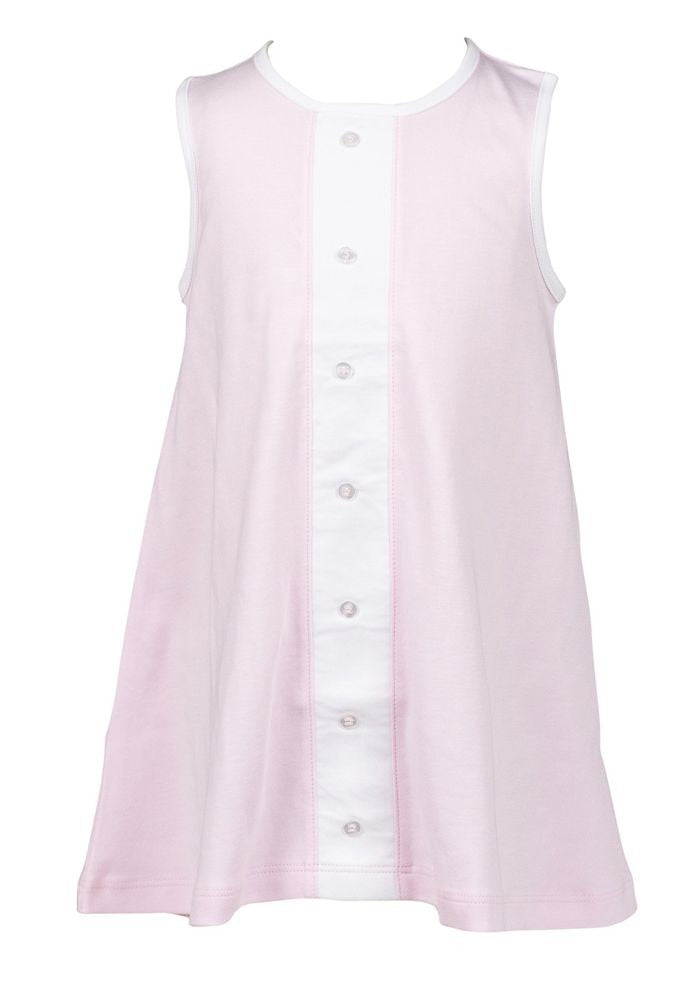 Proper Peony Pima Girls Pink Button Dress