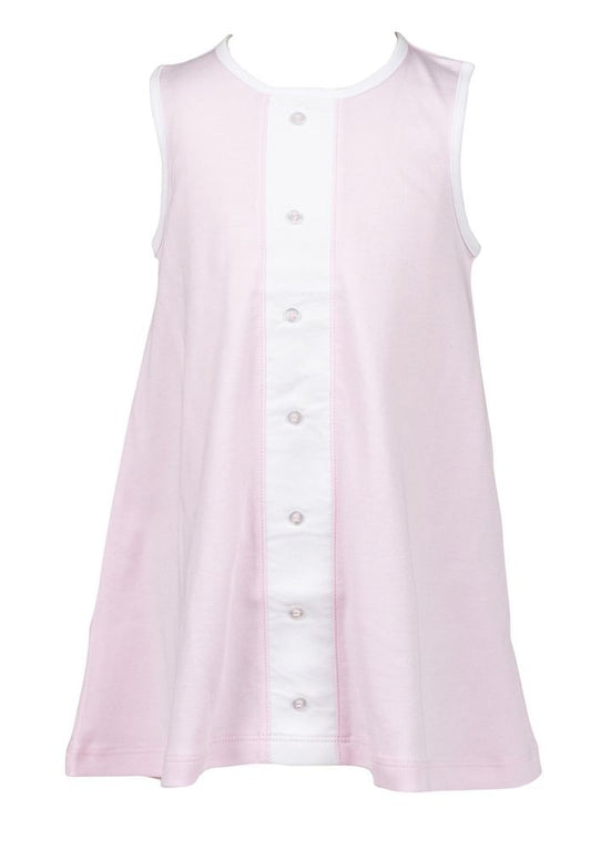 Proper Peony Pima Girls Pink Button Dress