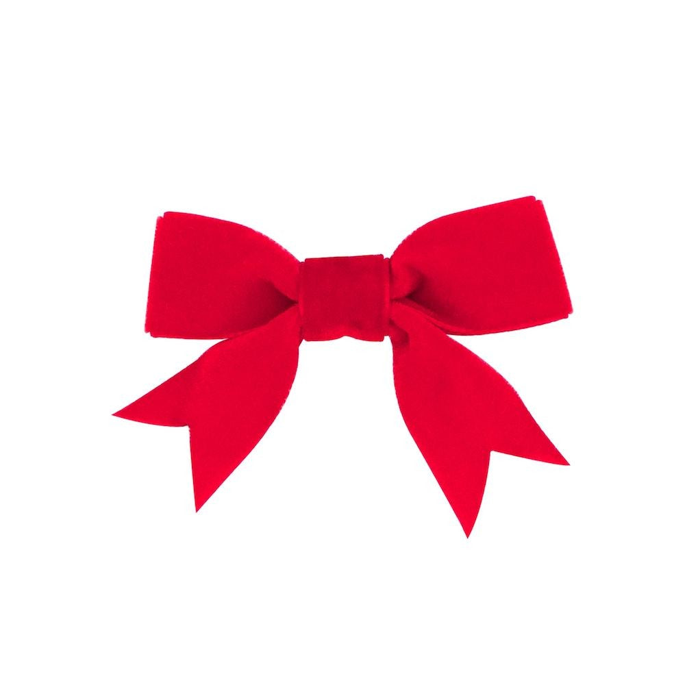 Wee Ones Girls Hair Bow - Mini Velvet Bow Tie with Fancy Tails - Red