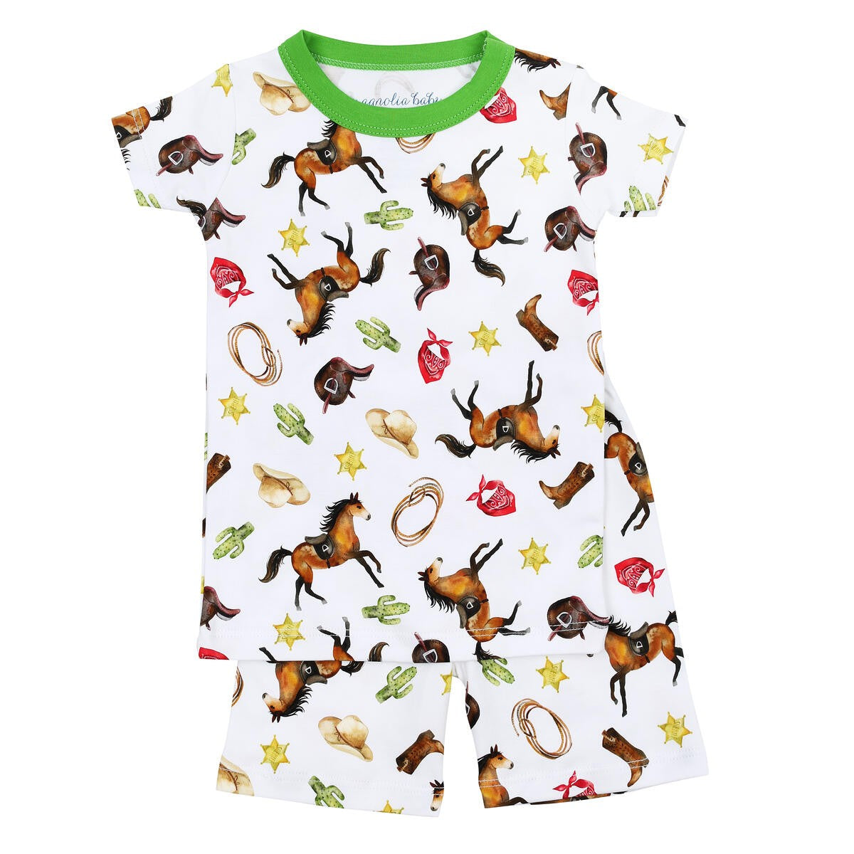 Magnolia Baby Saddle Up! Horses Print Short Pajamas by Magnolia Baby