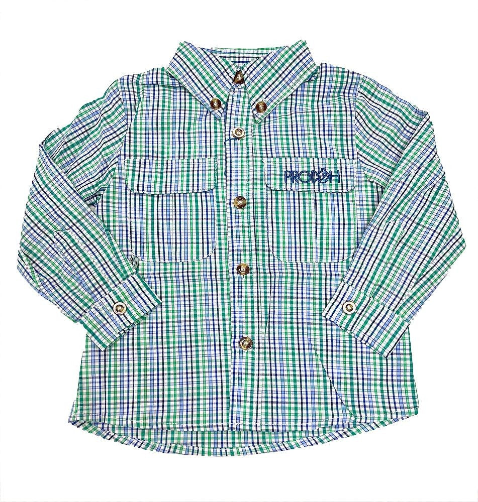 Prodoh Boys Founders Fishing Shirt - Blue & Green Plaid