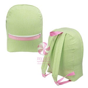 Mint Kids Backpack - Sweet Pea Green Seersucker - Pink Trim by Mint