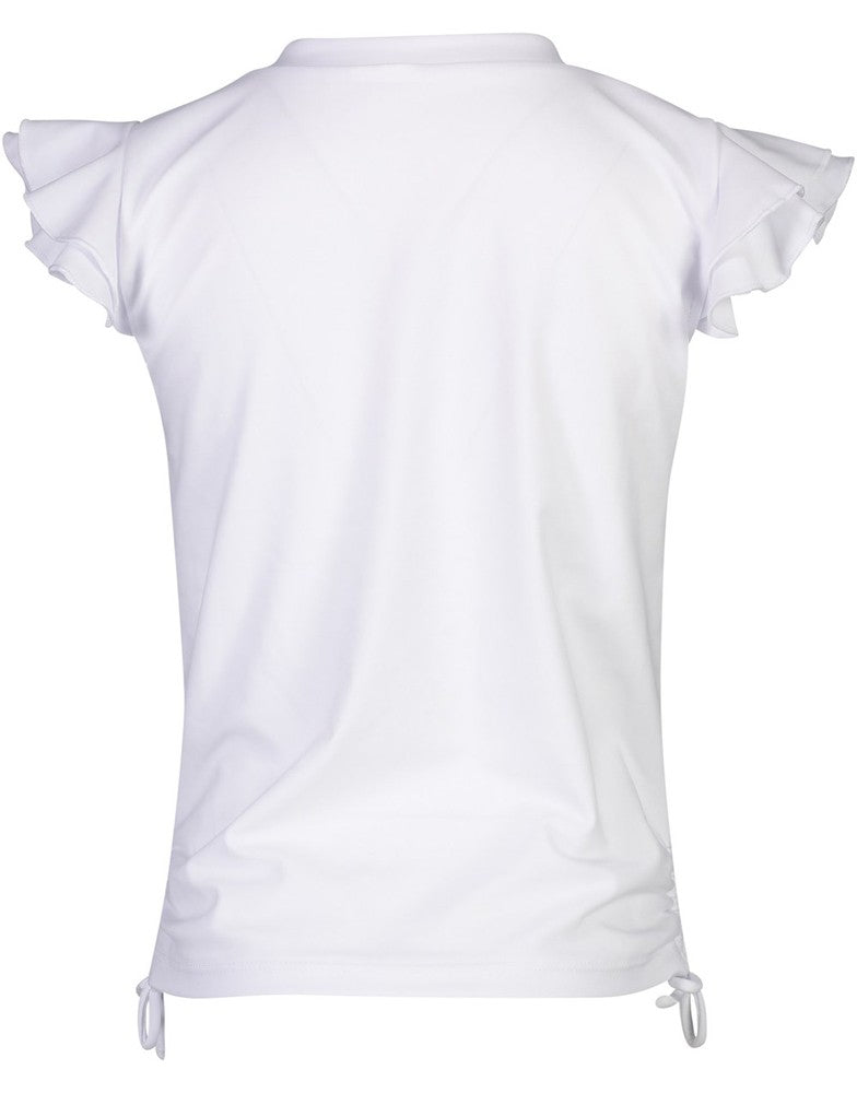 Snapper Rock Girls White Flutter Sleeve Rash Guard Top