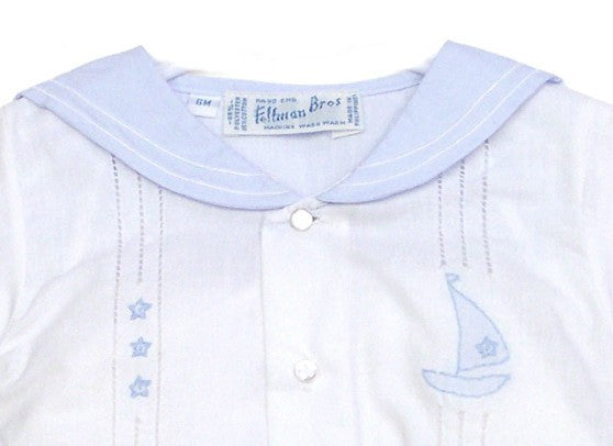 Feltman Brothers Infant Boys 23929 White Bubble with Blue Sailor Collar and Boat