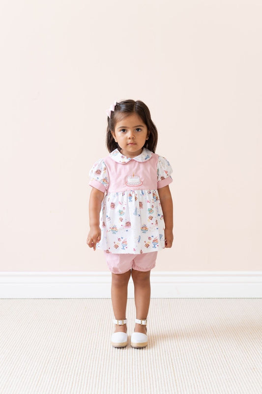 La Boutique by Dondolo Baby Girls Bloomers Set - Pink Charlotte Birthday