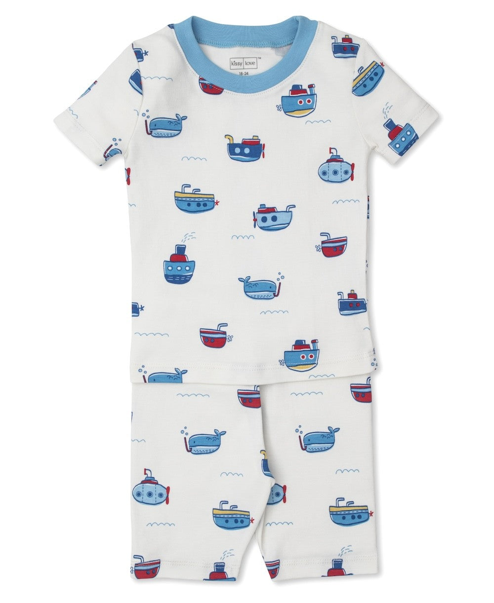 Kissy Kissy Love Boys Short Pajamas - Ocean Boat Traffic