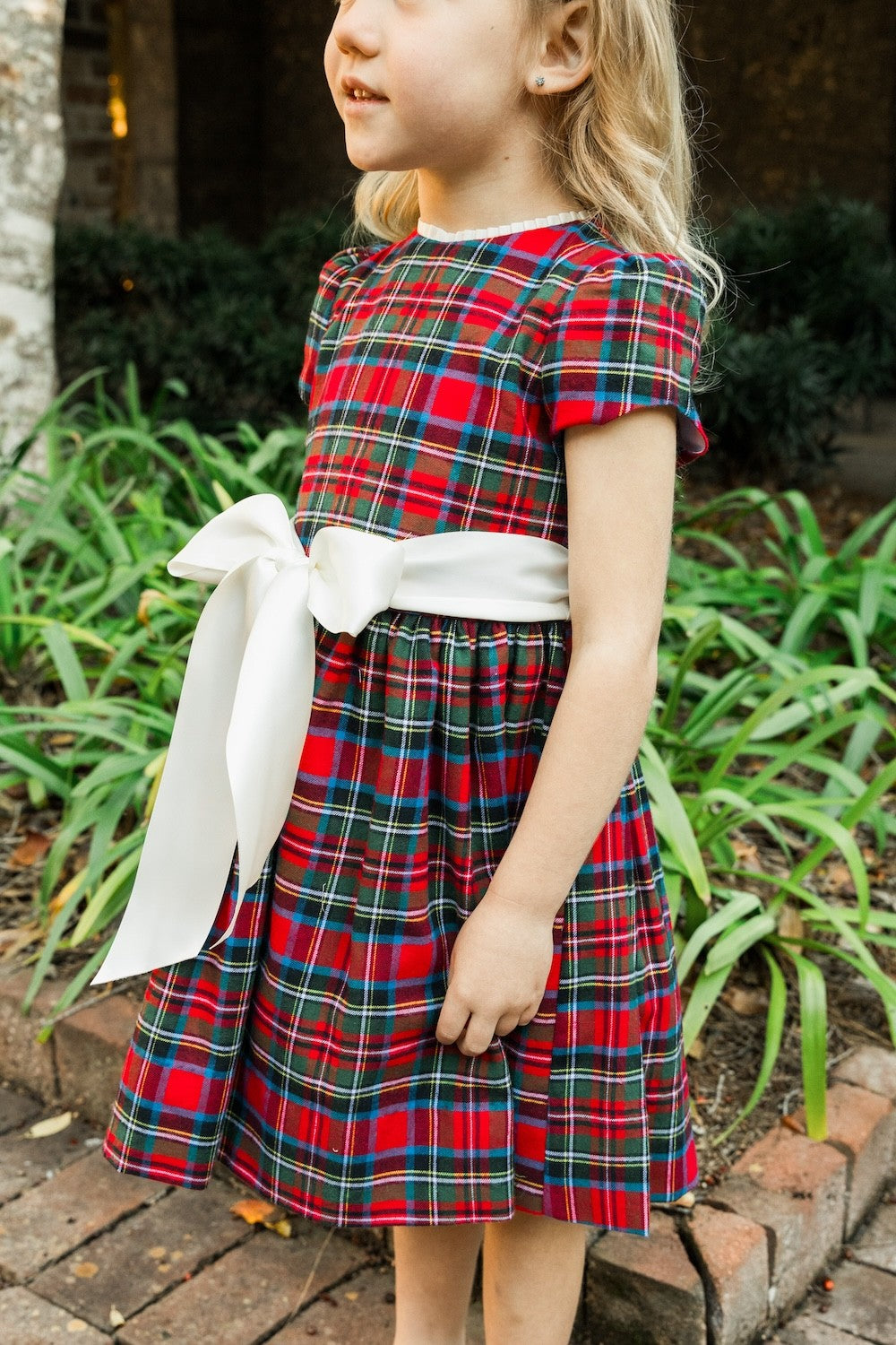Bailey Boys Girls Dress with Sash - Red Wales Holiday Tartan Plaid by Bailey Boys