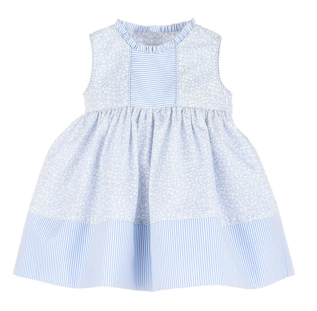 Sophie & Lucas Girls Sleeveless Tuck Dress with Sash - Light Blue
