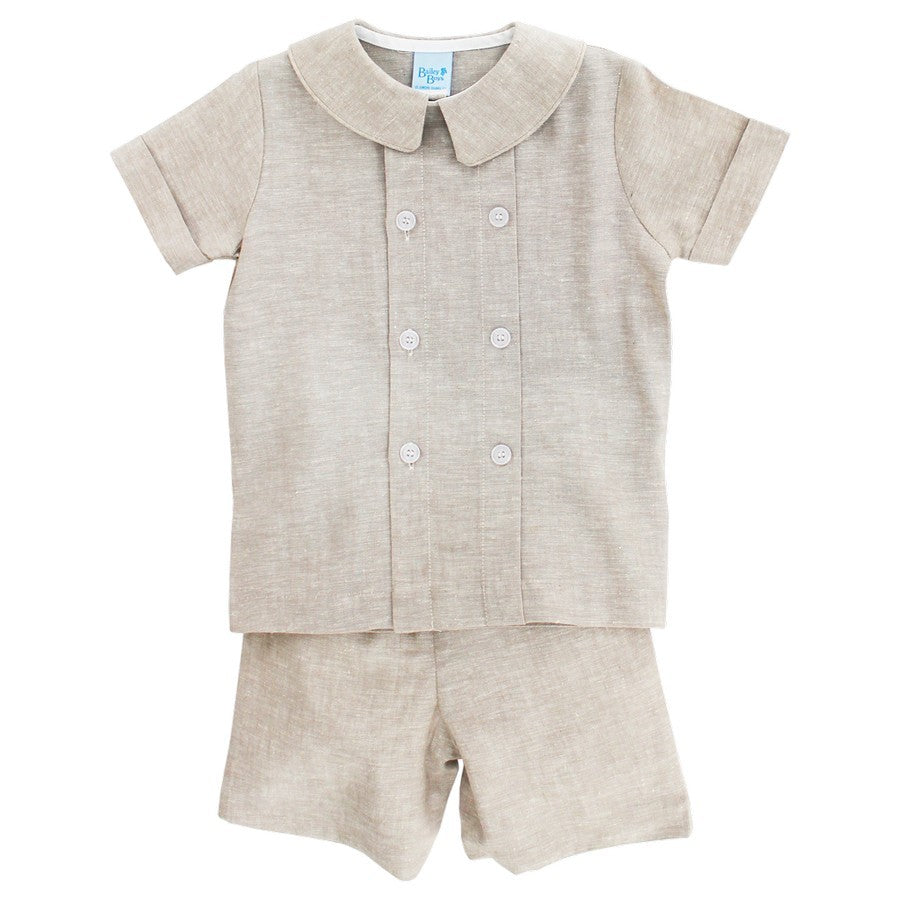Bailey Boys Dressy Shorts Set - Flax Linen