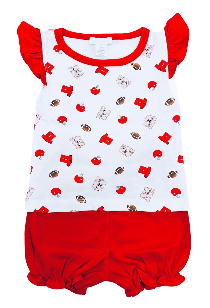 La Luna Girls Kate Bloomers Set - Red UGA Georgia Bulldogs by La Luna