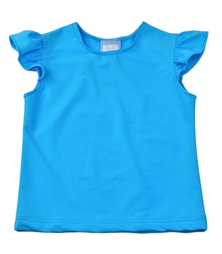 Funtasia Too Girls Angel Sleeve Athleisure Top - Turquoise Blue