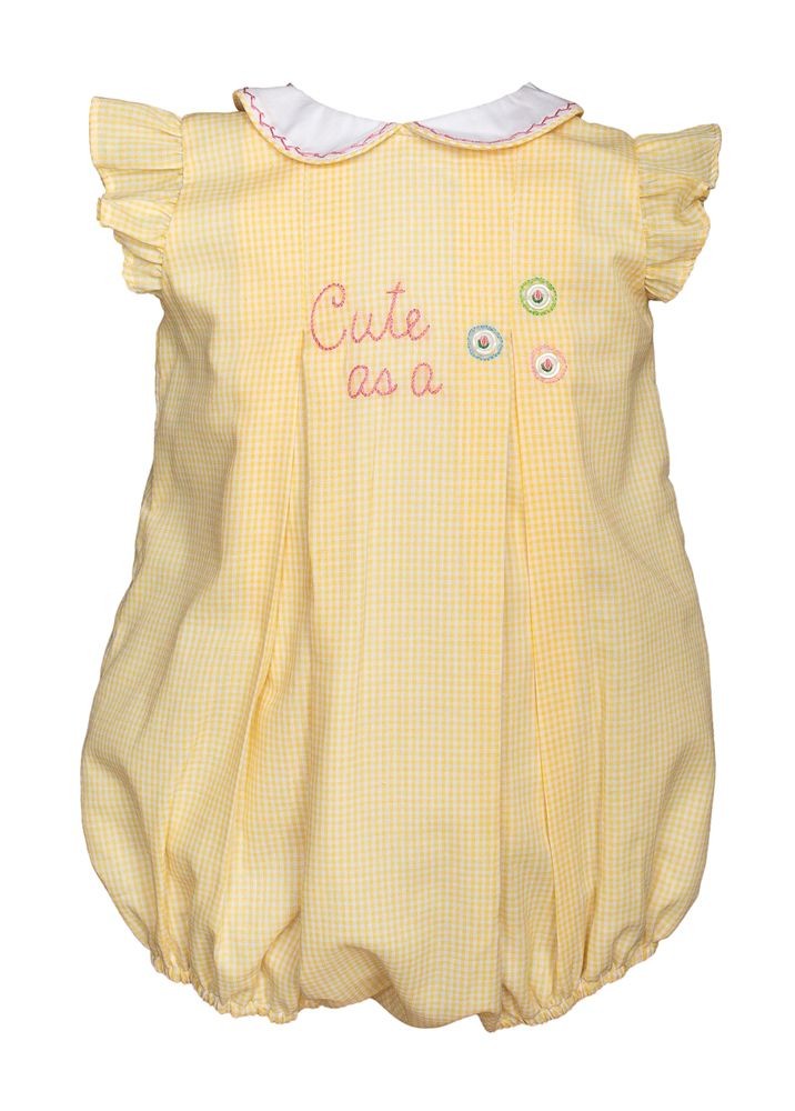 Proper Peony Girls Yellow Check Cute as a Button Bubble