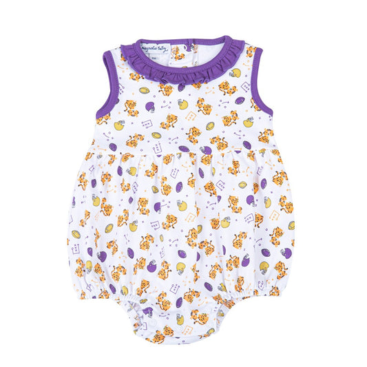 Magnolia Baby LSU Tigers Purple Gold Printed Sleeveless Girl Bubble