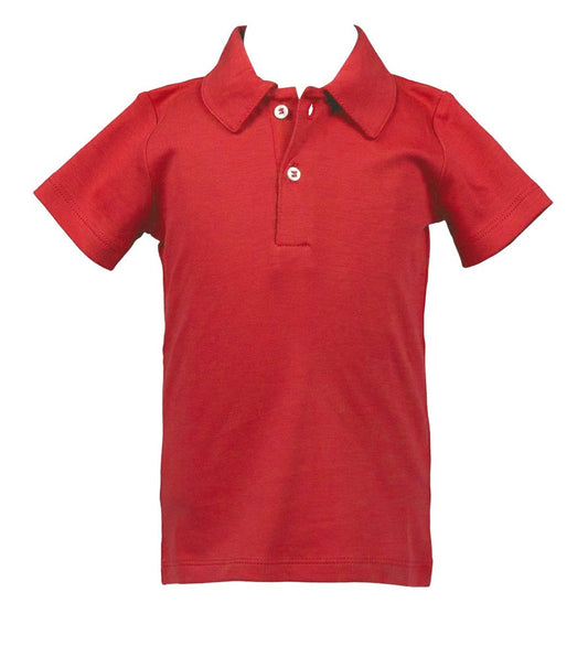 Proper Peony Pima Boys Short Sleeve Polo Shirt - Red