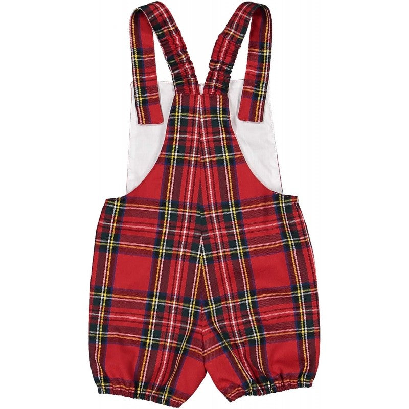 Sal & Pimenta Baby / Toddler Boys Shortall - Red Holiday Tartan Plaid by Sal & Pimenta