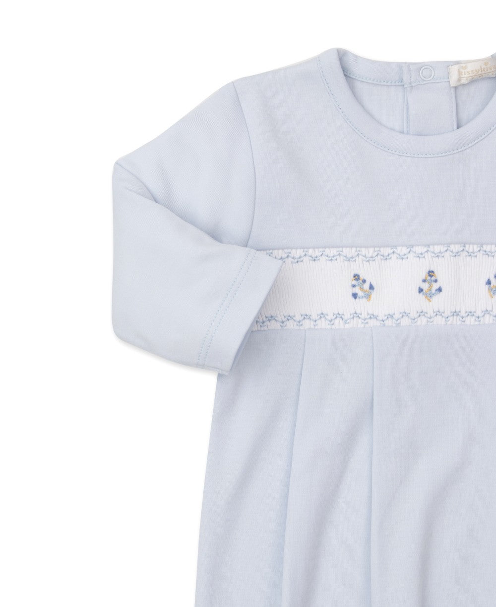 Kissy Kissy Baby Boys Summer Medley Gown - Light Blue Smocked Anchors