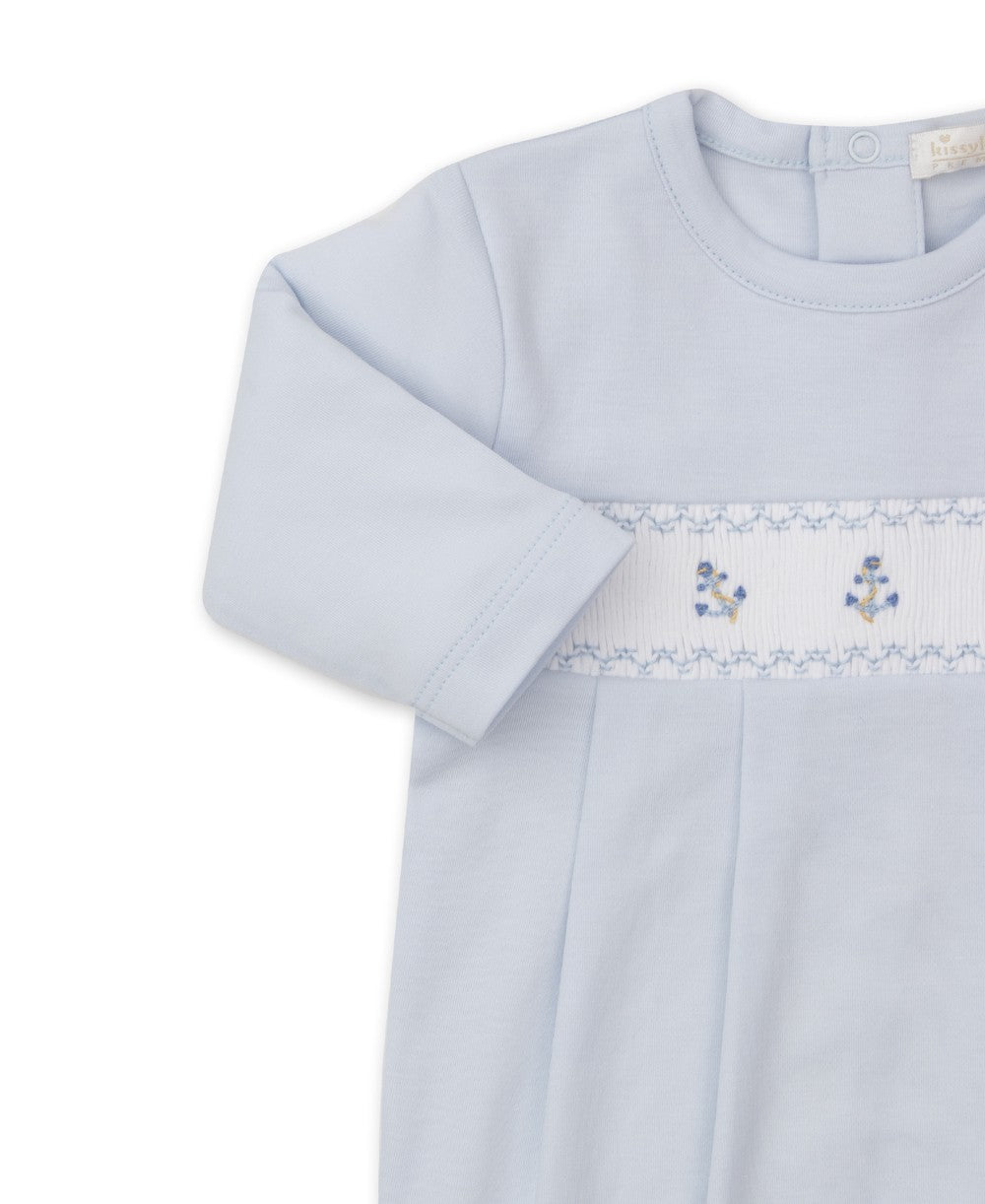 Kissy Kissy Baby Boys Summer Medley Footie - Light Blue Smocked Anchors