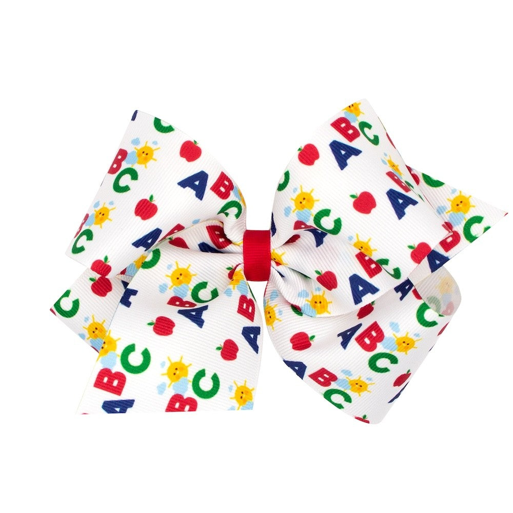 Wee Ones Girls Hair Bow on Clip - Sunny School ABC Print by Wee Ones