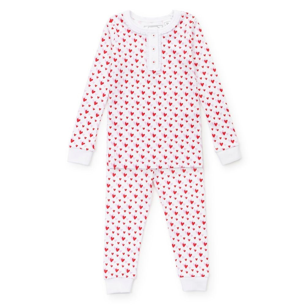 Lila & Hayes Girls Alden Pajamas Set - Pink & Red Heart to Heart Valentines