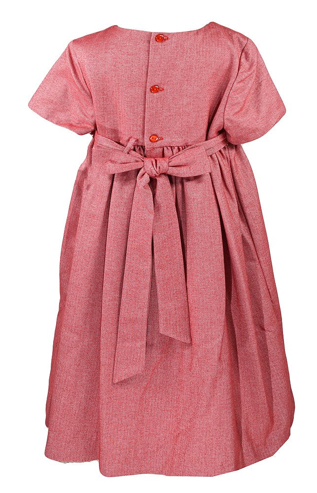 Luli & Me Girls Herringbone Twill Ruffles Dress - Red by Luli & Me