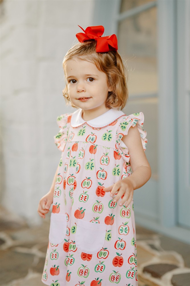 Proper Peony Pima Girls Red Gala Apples Dress
