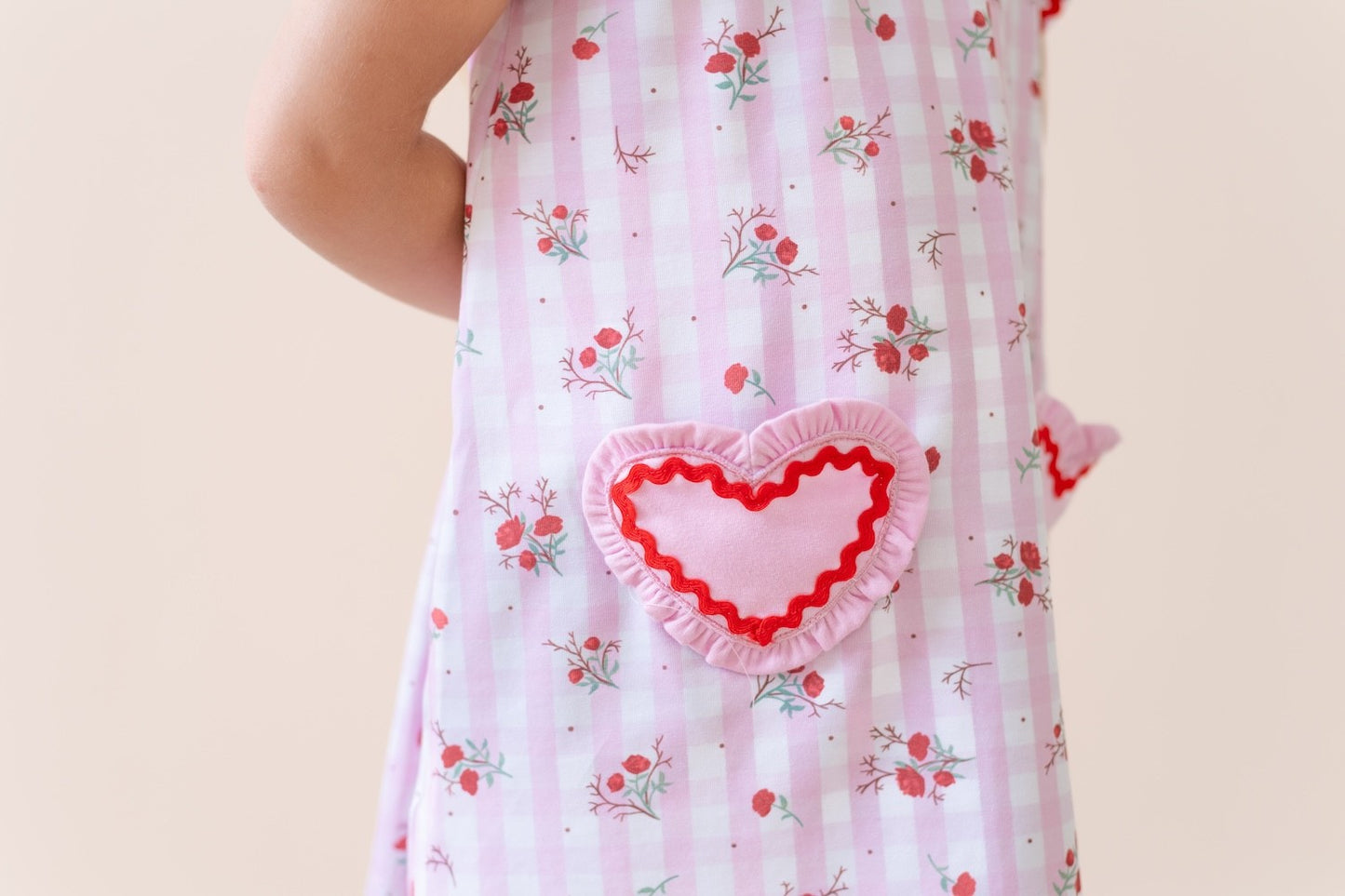 La Boutique by Dondolo Girls Pink Dress - Juliet Valentine Heart Pockets