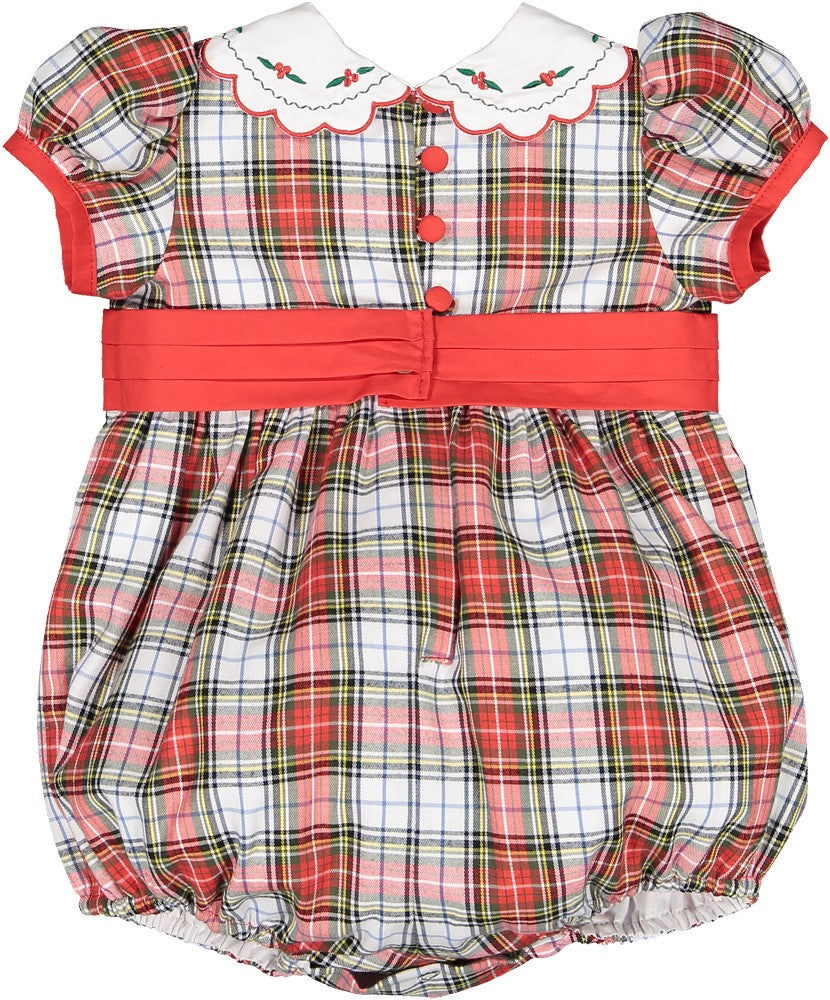 Sal & Pimenta Girls Christmas Bubble - Red Celebration Tartan Holiday Plaid