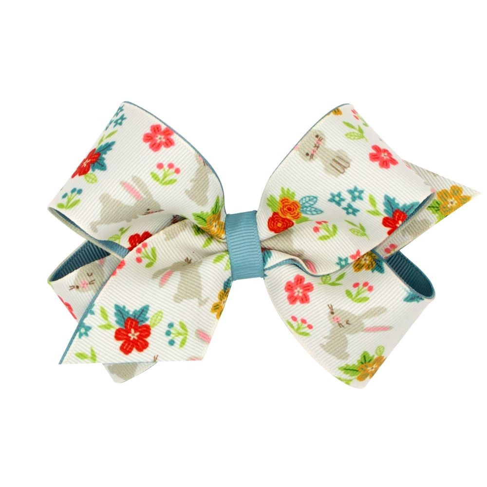 Wee Ones Girls Hair Bow - Animals Print - Bunny by Wee Ones