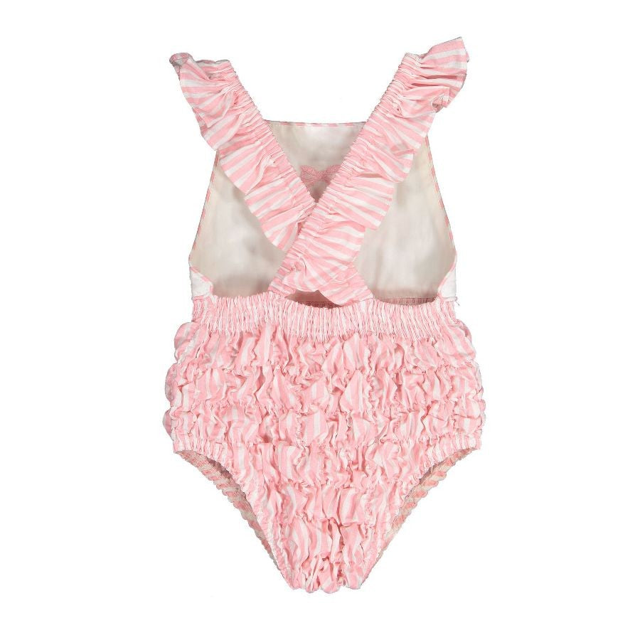 Sal & Pimenta Girls Swimsuit - Pink Ravello - Frilled with Embroidery Bow