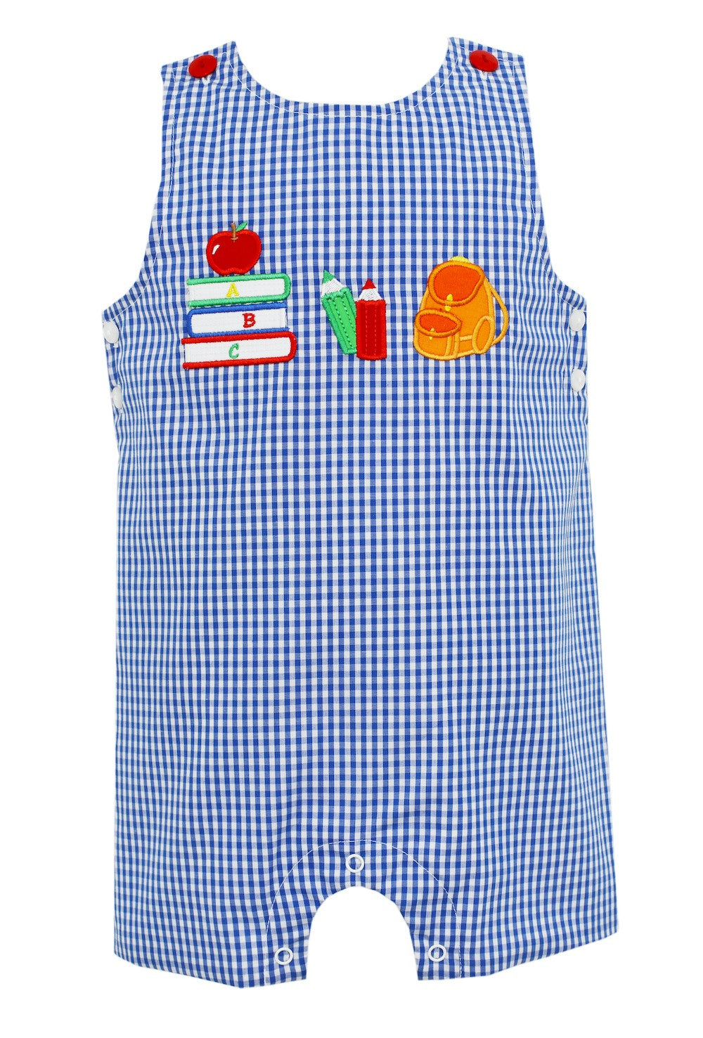 Claire & Charlie Boys Royal Blue Gingham Jon Jon - Back to School Theme