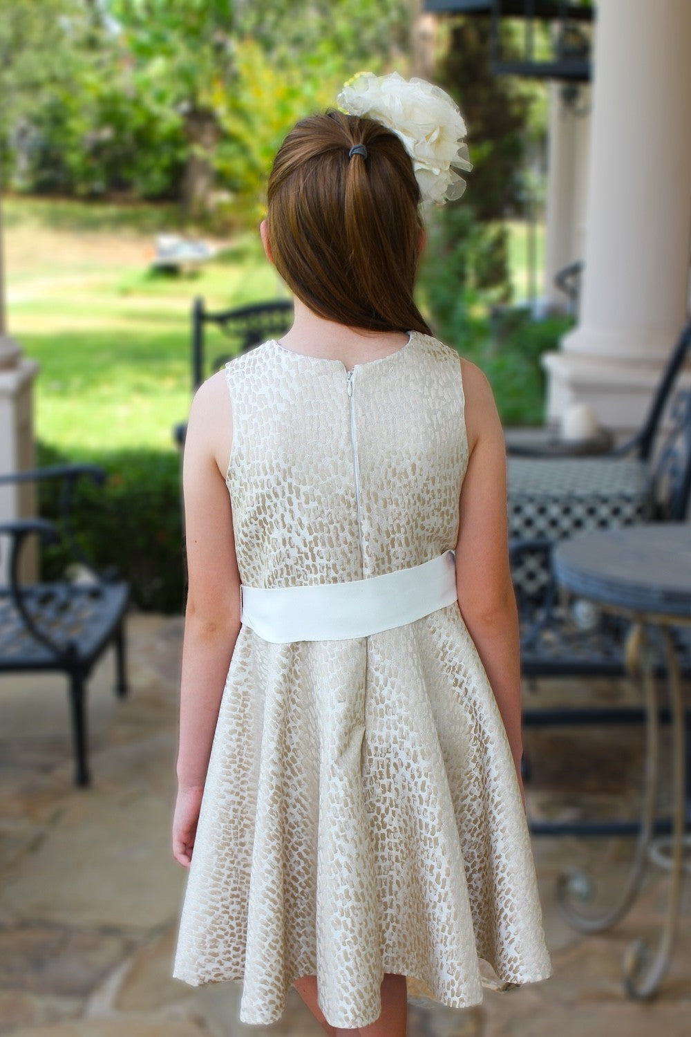 Susanne Lively Girls Gold Pebble Holiday Party Twirl Dress