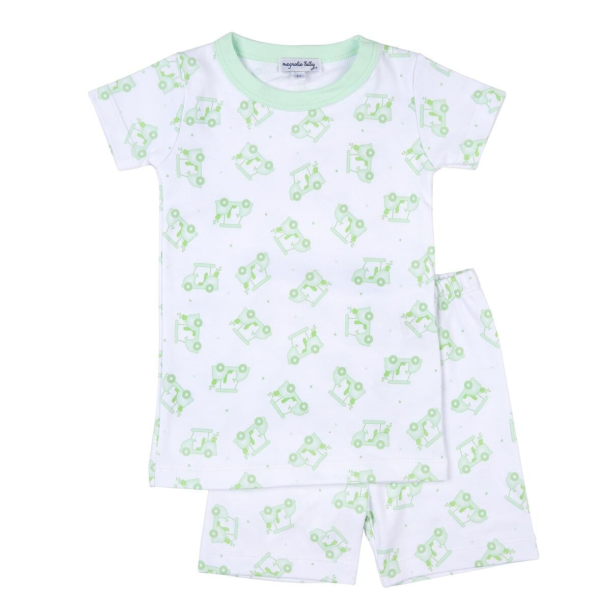 Magnolia Baby Tiny Golf Caddy Print Short Pajamas - Green by Magnolia Baby