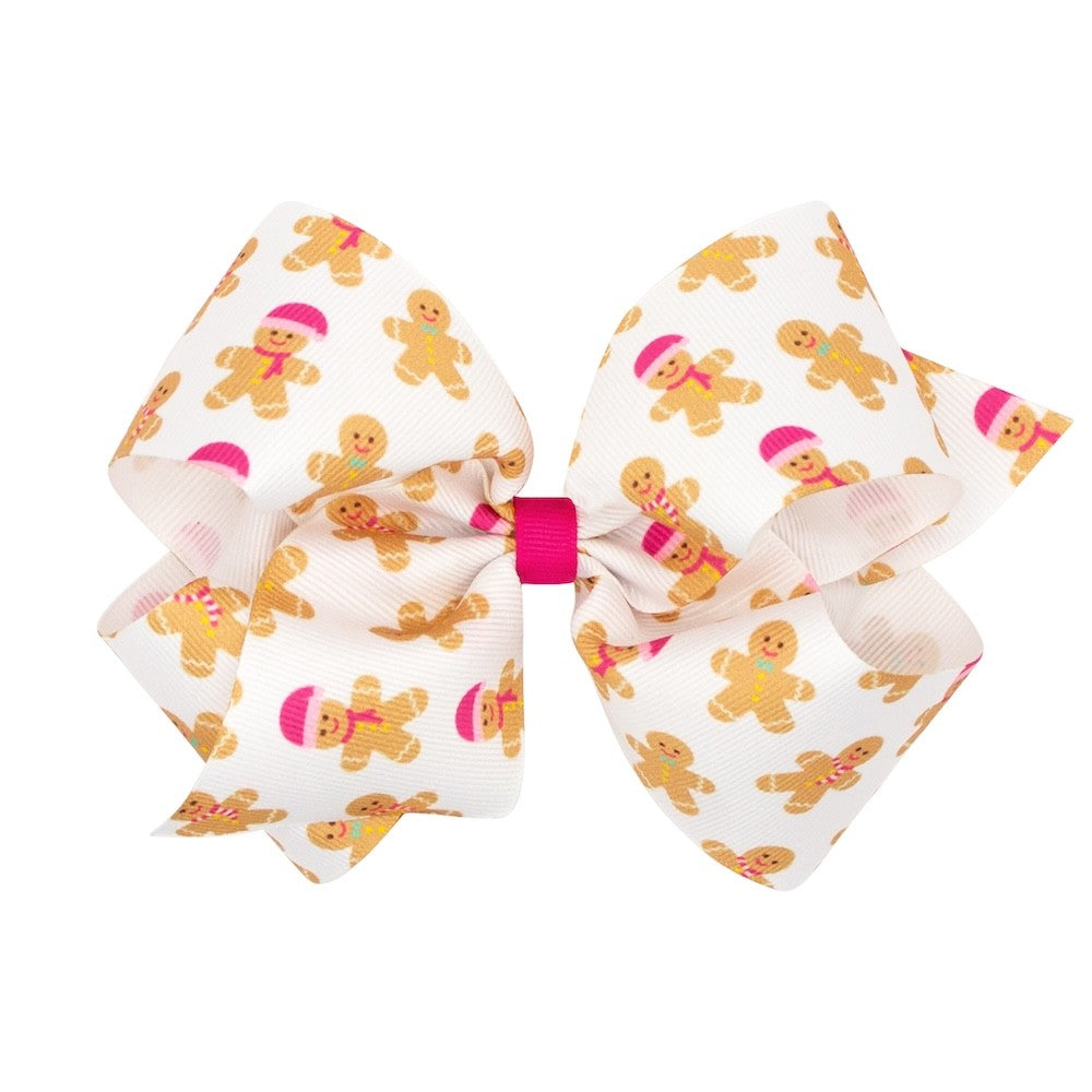 Wee Ones Girls Hair Bow on Clip - Christmas Gingerbread Men by Wee Ones